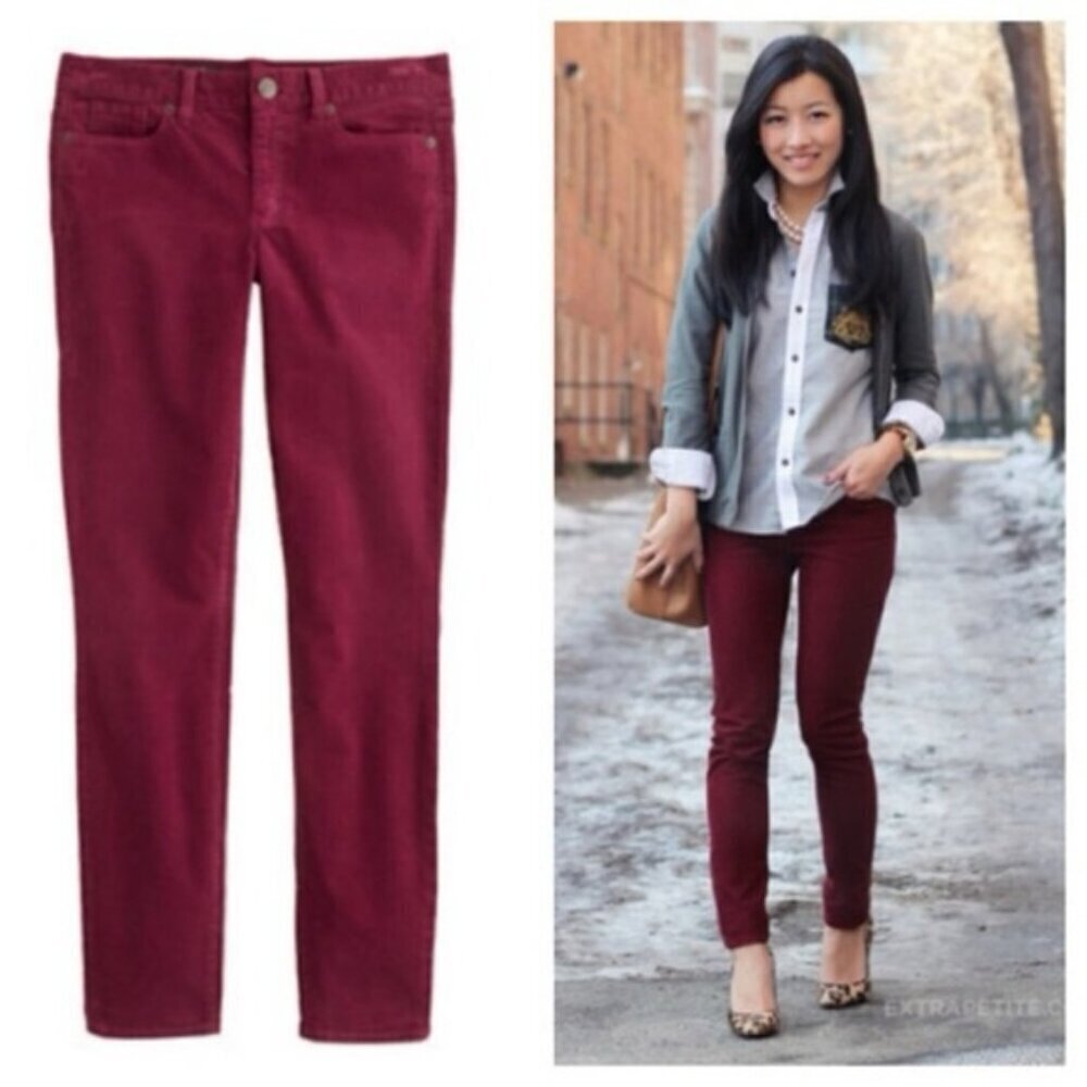 J. Crew Matchstick Corduroy Maroon Women's Size 28 Regular Pants